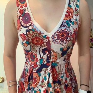 floral deep V peplum tank top